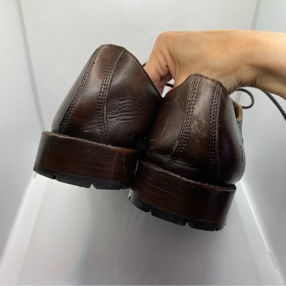 Frye Bowery Bal Cap Toe Lace Up Oxfords Shoes Brown Red 3480533 Dress Leather - Picture 3 of 14